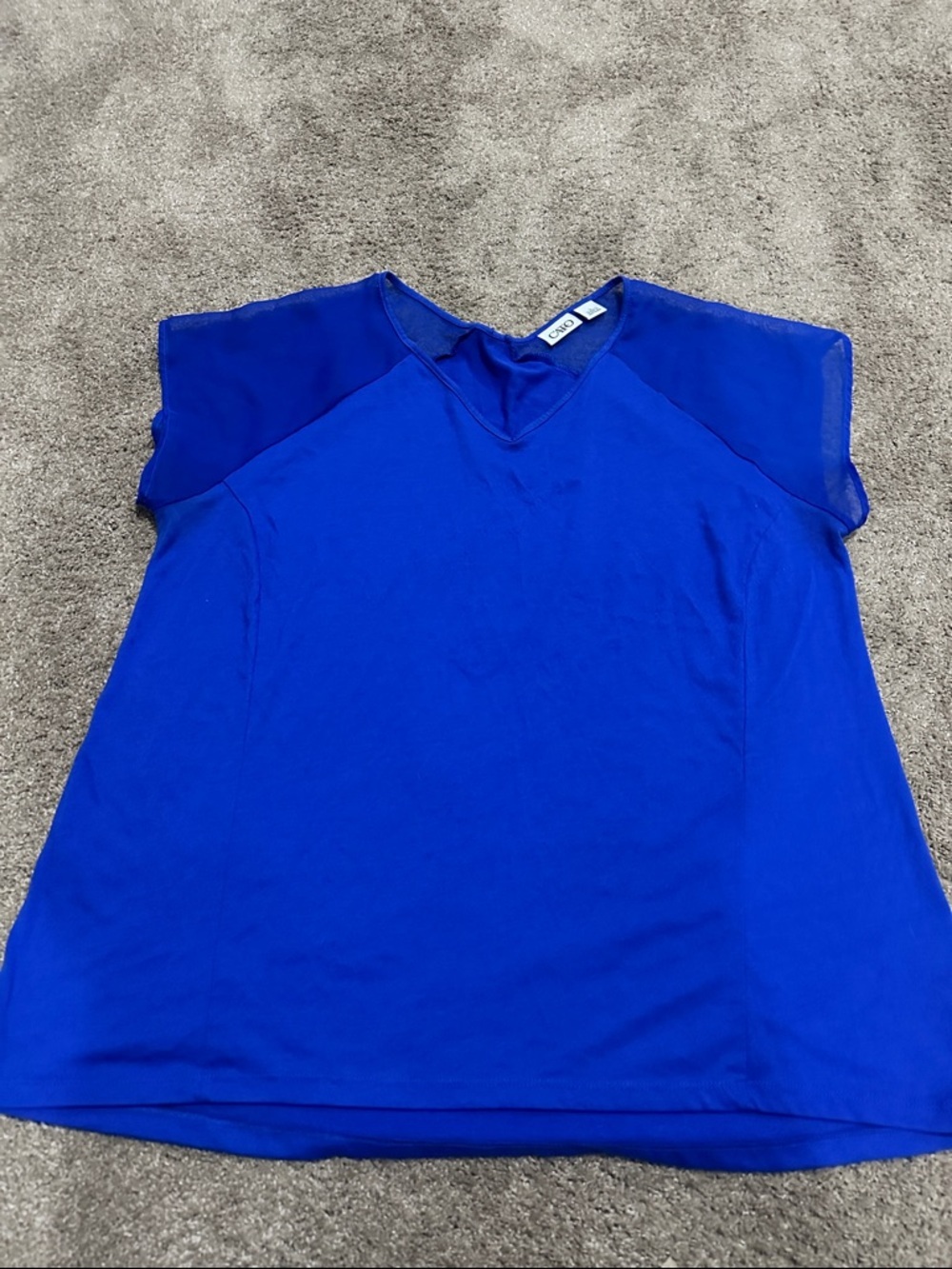 Bright Blue V-Neck Short Sleeve Top